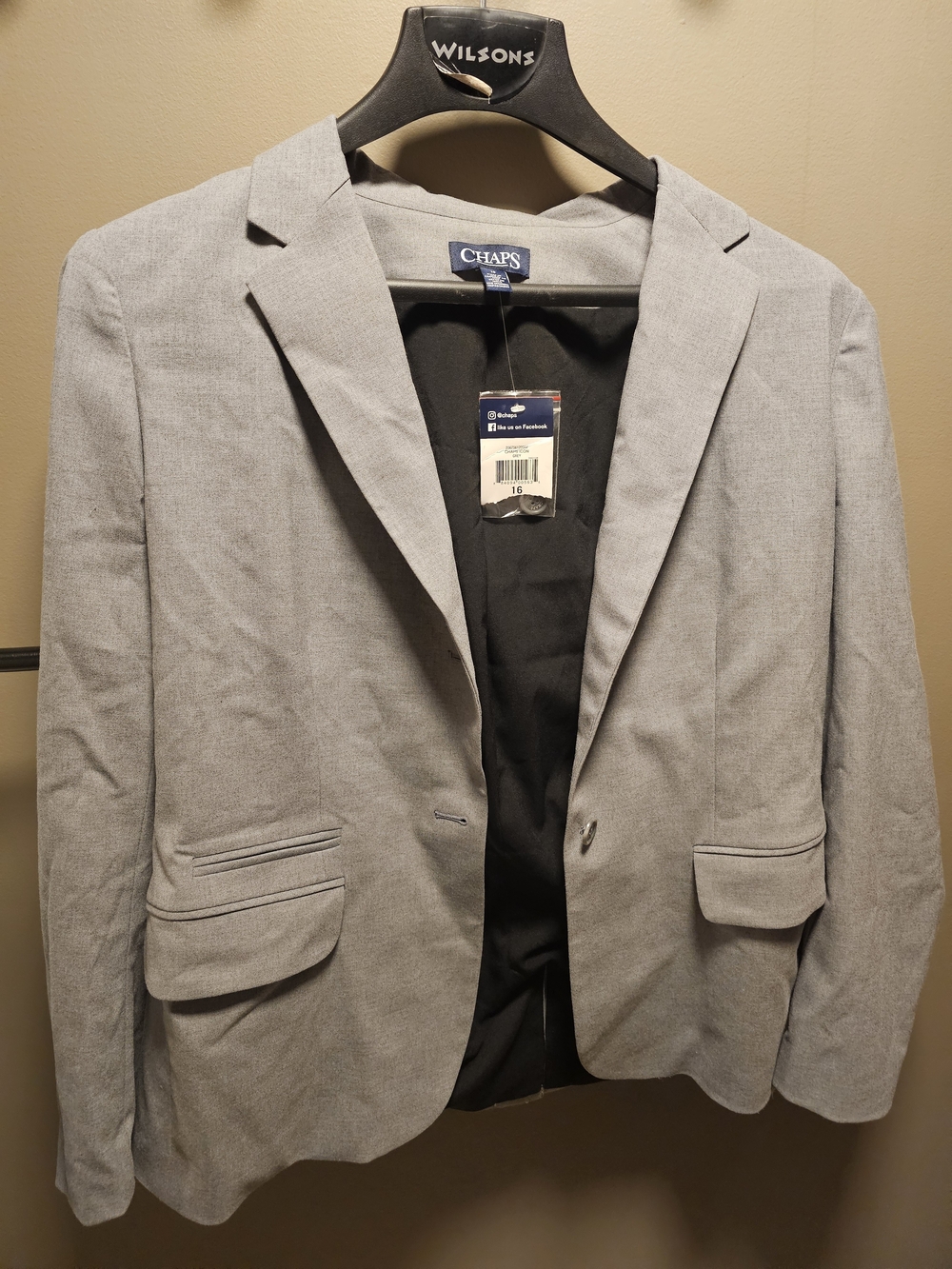 Chaps Women's Light Gray Blazer - Single-Breasted Notch Lapel
